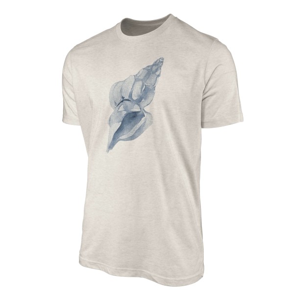 Paul Sinus Art Herren Shirt 100% gekämmte Bio-Baumwolle T-Shirt Muschel Wasserfarben Motiv Nachhaltig Ökomode aus Heißer Verkauf