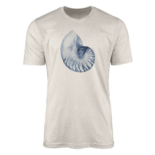 Paul Sinus Art Herren Shirt 100% gekämmte Bio-Baumwolle T-Shirt Meeresschnecke Wasserfarben Motiv Nachhaltig Ökomo