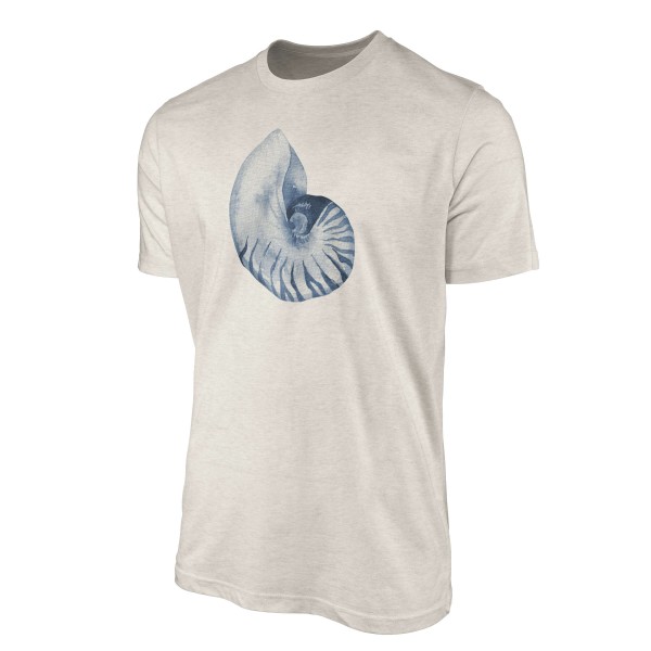 Paul Sinus Art Herren Shirt 100% gekämmte Bio-Baumwolle T-Shirt Meeresschnecke Wasserfarben Motiv Nachhaltig Ökomo Top Angebot