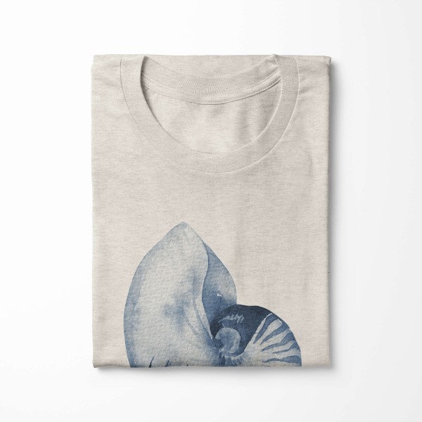 Paul Sinus Art Herren Shirt 100% gekämmte Bio-Baumwolle T-Shirt Meeresschnecke Wasserfarben Motiv Nachhaltig Ökomo Top Angebot