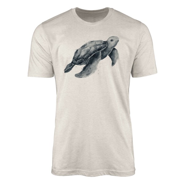 Paul Sinus Art Herren Shirt 100% gekämmte Bio-Baumwolle T-Shirt Meeresschildkröte Wasserfarben Motiv Nachhaltig Ök Neueste Mode