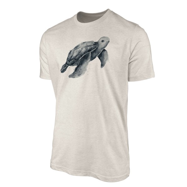 Paul Sinus Art Herren Shirt 100% gekämmte Bio-Baumwolle T-Shirt Meeresschildkröte Wasserfarben Motiv Nachhaltig Ök Neueste Mode