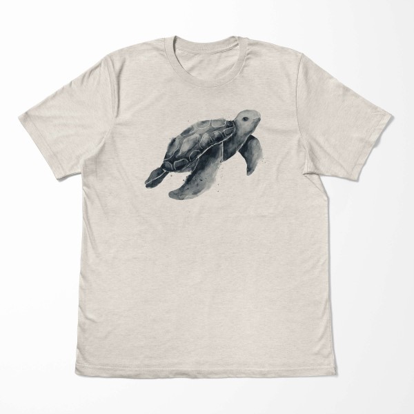 Paul Sinus Art Herren Shirt 100% gekämmte Bio-Baumwolle T-Shirt Meeresschildkröte Wasserfarben Motiv Nachhaltig Ök Neueste Mode
