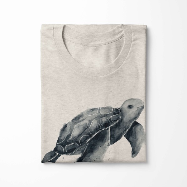 Paul Sinus Art Herren Shirt 100% gekämmte Bio-Baumwolle T-Shirt Meeresschildkröte Wasserfarben Motiv Nachhaltig Ök Neueste Mode