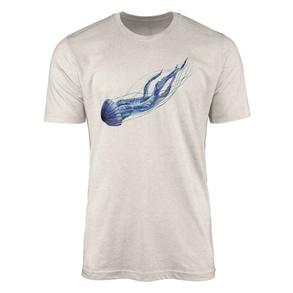 Paul Sinus Art Herren Shirt 100% gekämmte Bio-Baumwolle T-Shirt Qualle Wasserfarben Motiv Nachhaltig Ökomode aus e