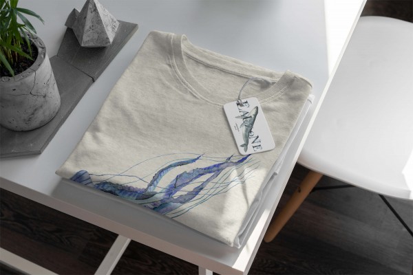 Paul Sinus Art Herren Shirt 100% gekämmte Bio-Baumwolle T-Shirt Qualle Wasserfarben Motiv Nachhaltig Ökomode aus e Online Outlet