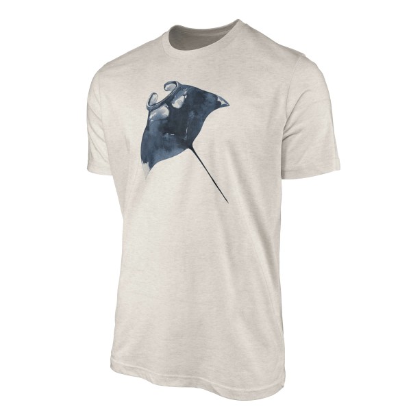 Paul Sinus Art Herren Shirt 100% gekämmte Bio-Baumwolle T-Shirt Mantarochen Rochen Wasserfarben Motiv Nachhaltig Ö Zeitlich begrenztes Angebot