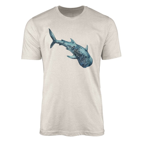 Paul Sinus Art Herren Shirt 100% gekämmte Bio-Baumwolle T-Shirt Walhai Wasserfarben Motiv Nachhaltig Ökomode aus e