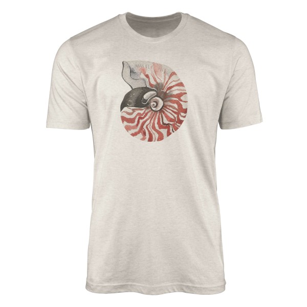 Paul Sinus Art Herren Shirt 100% gekämmte Bio-Baumwolle T-Shirt Meeresschnecke Wasserfarben Motiv Nachhaltig Ökomo
