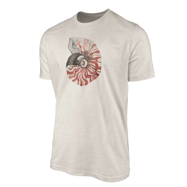 Paul Sinus Art Herren Shirt 100% gekämmte Bio-Baumwolle T-Shirt Meeresschnecke Wasserfarben Motiv Nachhaltig Ökomo Bestseller