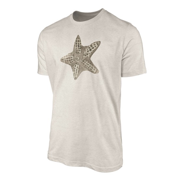 Paul Sinus Art Herren Shirt 100% gekämmte Bio-Baumwolle T-Shirt Seestern Wasserfarben Motiv Nachhaltig Ökomode aus Saisonale Angebote