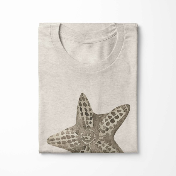 Paul Sinus Art Herren Shirt 100% gekämmte Bio-Baumwolle T-Shirt Seestern Wasserfarben Motiv Nachhaltig Ökomode aus Saisonale Angebote