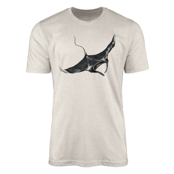 Paul Sinus Art Herren Shirt 100% gekämmte Bio-Baumwolle T-Shirt Riesenrochen Mantarochen Wasserfarben Motiv Nachha