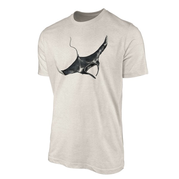 Paul Sinus Art Herren Shirt 100% gekämmte Bio-Baumwolle T-Shirt Riesenrochen Mantarochen Wasserfarben Motiv Nachha Räumungsverkauf