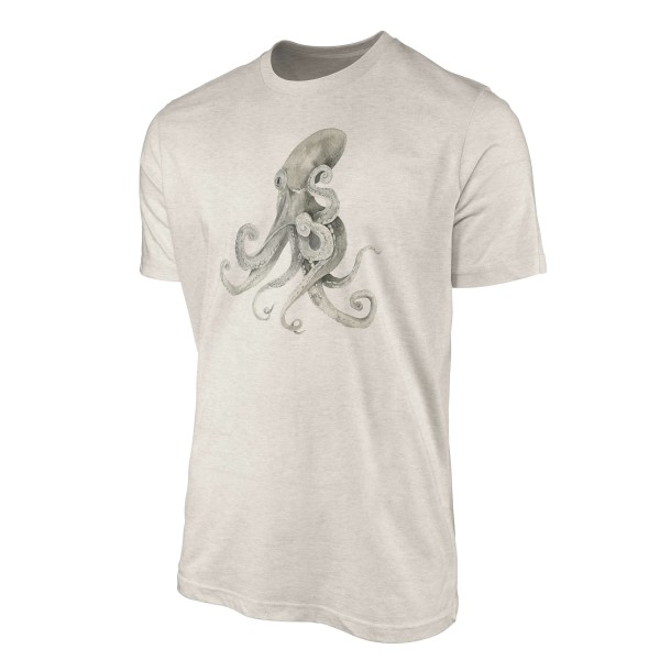 Paul Sinus Art Herren Shirt 100% gekämmte Bio-Baumwolle T-Shirt Oktopus Wasserfarben Motiv Nachhaltig Ökomode aus Tägliche Deals