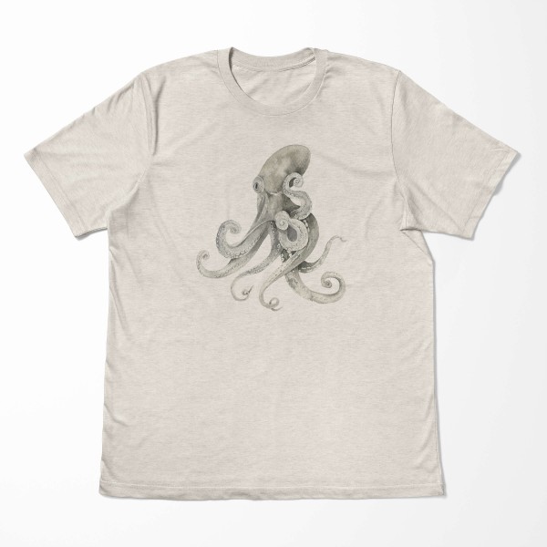 Paul Sinus Art Herren Shirt 100% gekämmte Bio-Baumwolle T-Shirt Oktopus Wasserfarben Motiv Nachhaltig Ökomode aus Tägliche Deals