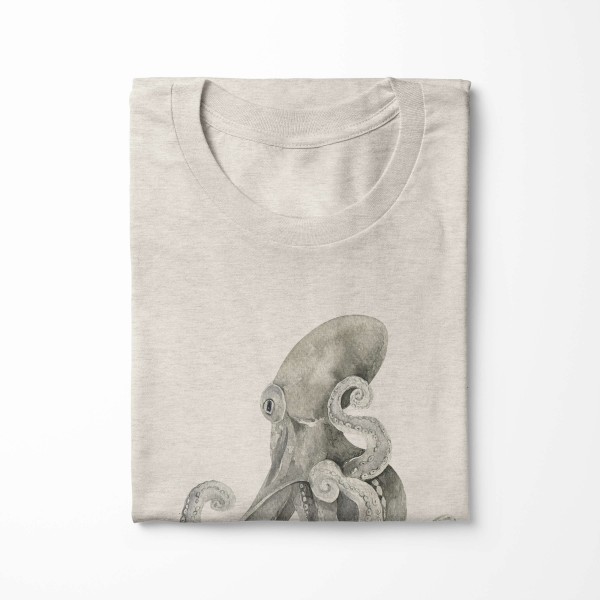 Paul Sinus Art Herren Shirt 100% gekämmte Bio-Baumwolle T-Shirt Oktopus Wasserfarben Motiv Nachhaltig Ökomode aus Tägliche Deals