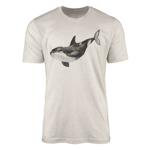 Paul Sinus Art Herren Shirt 100% gekämmte Bio-Baumwolle T-Shirt Killerwal Orca Wasserfarben Motiv Nachhaltig Ökomo Sonderangebote