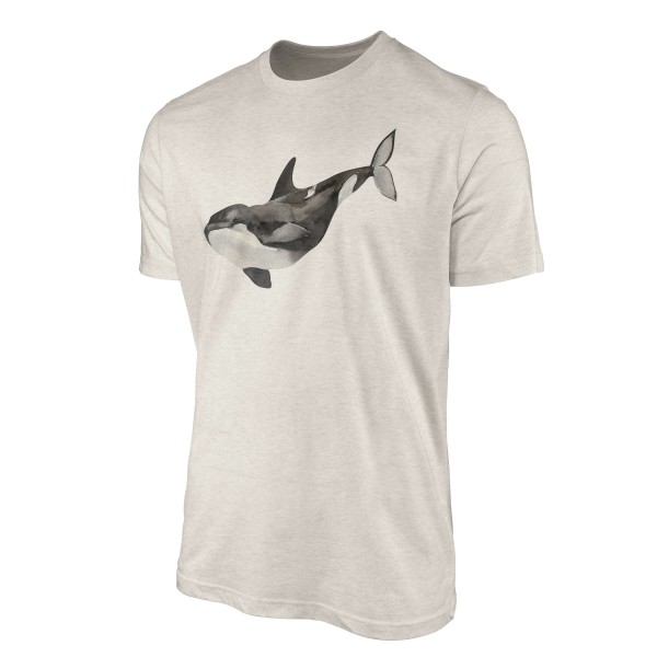 Paul Sinus Art Herren Shirt 100% gekämmte Bio-Baumwolle T-Shirt Killerwal Orca Wasserfarben Motiv Nachhaltig Ökomo Sonderangebote