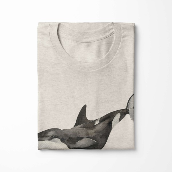 Paul Sinus Art Herren Shirt 100% gekämmte Bio-Baumwolle T-Shirt Killerwal Orca Wasserfarben Motiv Nachhaltig Ökomo Sonderangebote