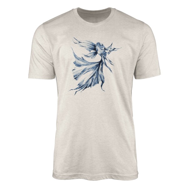 Paul Sinus Art Herren Shirt 100% gekämmte Bio-Baumwolle T-Shirt Kampffisch Wasserfarben Motiv Nachhaltig Ökomode a