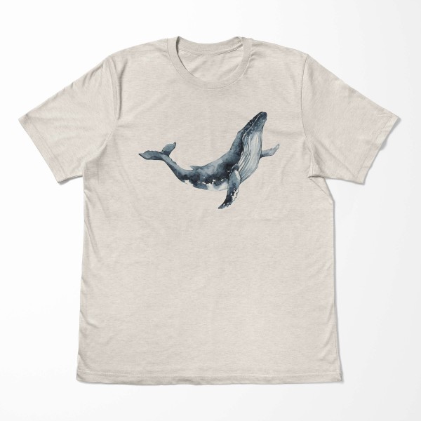 Paul Sinus Art Herren Shirt 100% gekämmte Bio-Baumwolle T-Shirt Buckelwal Wasserfarben Motiv Nachhaltig Ökomode au Wochenangebot