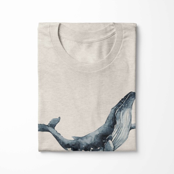 Paul Sinus Art Herren Shirt 100% gekämmte Bio-Baumwolle T-Shirt Buckelwal Wasserfarben Motiv Nachhaltig Ökomode au Wochenangebot