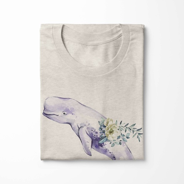 Paul Sinus Art Herren Shirt 100% gekämmte Bio-Baumwolle T-Shirt Beluga Weißwal Wasserfarben Motiv Nachhaltig Ökomo Kostenlose Rückgabe