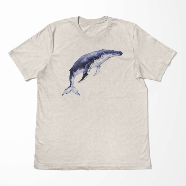 Paul Sinus Art Herren Shirt 100% gekämmte Bio-Baumwolle T-Shirt Buckelwal Wasserfarben Motiv Nachhaltig Ökomode au Letzte 2 Tage