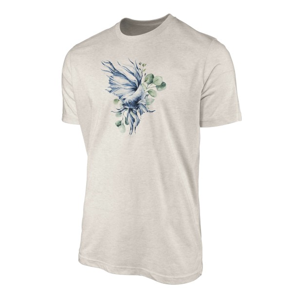 Paul Sinus Art Herren Shirt 100% gekämmte Bio-Baumwolle T-Shirt Kampffisch Wasserfarben Motiv Nachhaltig Ökomode a Letzter Tag