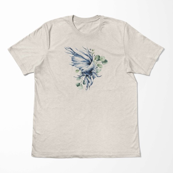 Paul Sinus Art Herren Shirt 100% gekämmte Bio-Baumwolle T-Shirt Kampffisch Wasserfarben Motiv Nachhaltig Ökomode a Letzter Tag