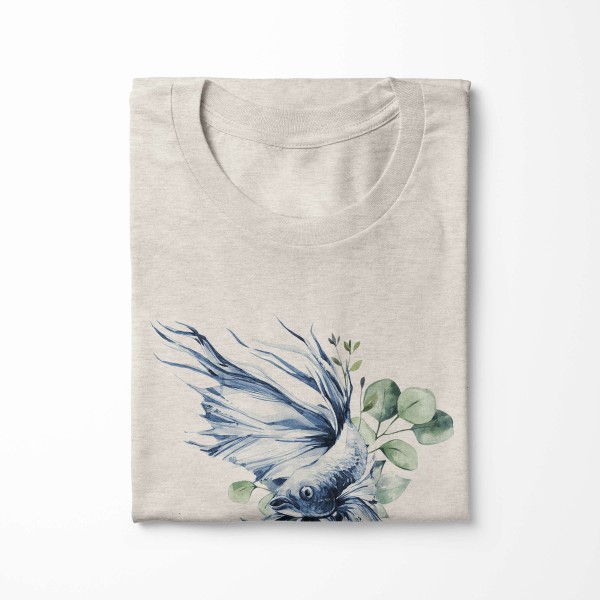 Paul Sinus Art Herren Shirt 100% gekämmte Bio-Baumwolle T-Shirt Kampffisch Wasserfarben Motiv Nachhaltig Ökomode a Letzter Tag