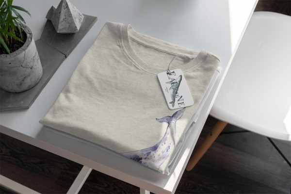 Paul Sinus Art Herren Shirt 100% gekämmte Bio-Baumwolle T-Shirt Narwal Wasserfarben Motiv Nachhaltig Ökomode aus e Zeitbegrenzte Promotion