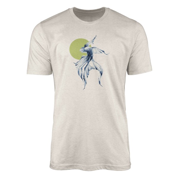 Paul Sinus Art Herren Shirt 100% gekämmte Bio-Baumwolle T-Shirt Kampffisch Wasserfarben Motiv Nachhaltig Ökomode a
