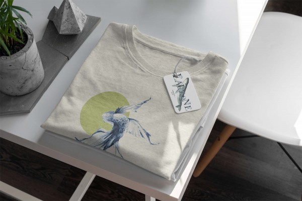 Paul Sinus Art Herren Shirt 100% gekämmte Bio-Baumwolle T-Shirt Kampffisch Wasserfarben Motiv Nachhaltig Ökomode a Bis zu 50% Rabatt
