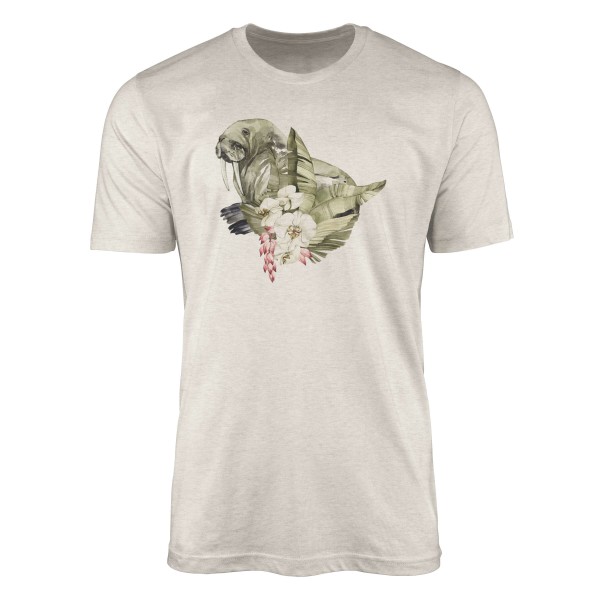 Paul Sinus Art Herren Shirt 100% gekämmte Bio-Baumwolle T-Shirt Walross Wasserfarben Motiv Nachhaltig Ökomode aus
