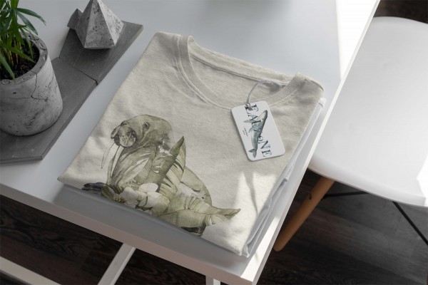 Paul Sinus Art Herren Shirt 100% gekämmte Bio-Baumwolle T-Shirt Walross Wasserfarben Motiv Nachhaltig Ökomode aus Bis zu 60% Rabatt