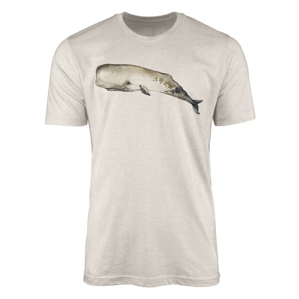 Paul Sinus Art Herren Shirt 100% gekämmte Bio-Baumwolle T-Shirt Pottwal Wasserfarben Motiv Nachhaltig Ökomode aus
