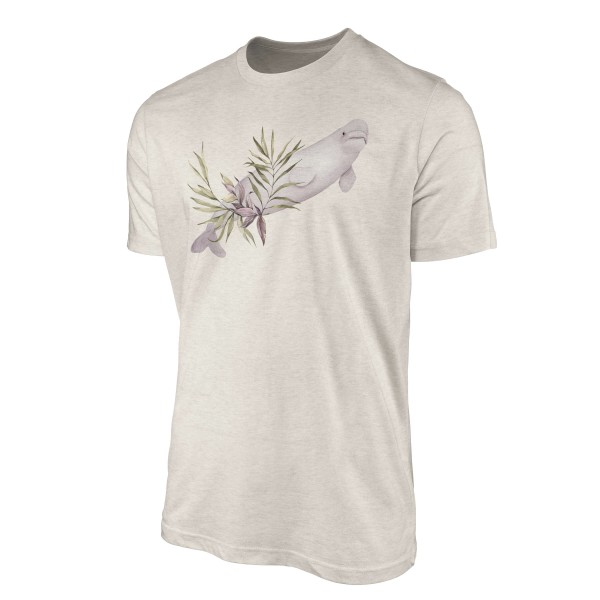 Paul Sinus Art Herren Shirt 100% gekämmte Bio-Baumwolle T-Shirt Beluga Weißwal Wasserfarben Motiv Nachhaltig Ökomo Nur für heute
