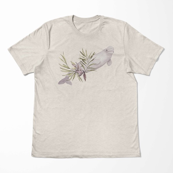 Paul Sinus Art Herren Shirt 100% gekämmte Bio-Baumwolle T-Shirt Beluga Weißwal Wasserfarben Motiv Nachhaltig Ökomo Nur für heute