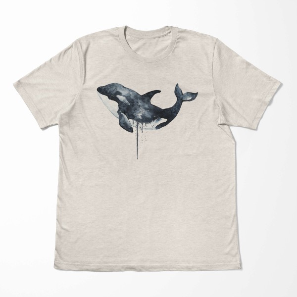 Paul Sinus Art Herren Shirt 100% gekämmte Bio-Baumwolle T-Shirt Orca Killerwal Wasserfarben Motiv Nachhaltig Ökomo Sonderangebot der Fabrik