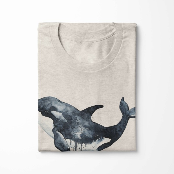 Paul Sinus Art Herren Shirt 100% gekämmte Bio-Baumwolle T-Shirt Orca Killerwal Wasserfarben Motiv Nachhaltig Ökomo Sonderangebot der Fabrik