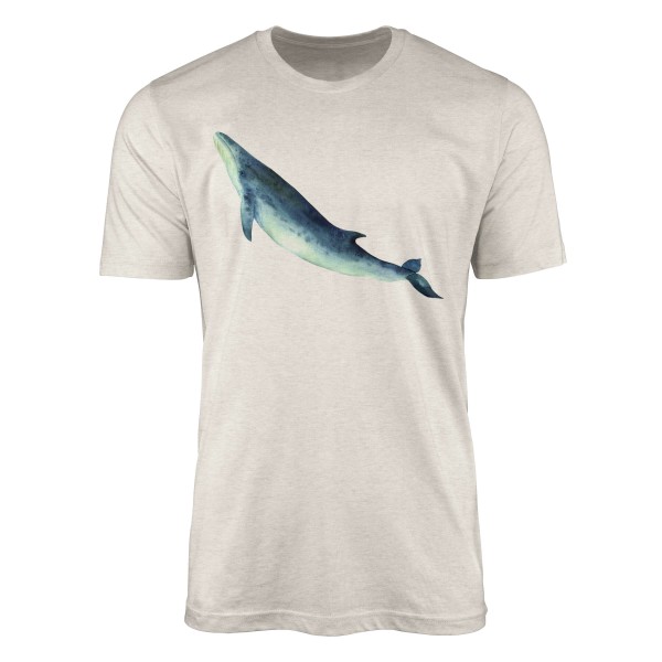 Paul Sinus Art Herren Shirt 100% gekämmte Bio-Baumwolle T-Shirt Wal Wasserfarben Motiv Nachhaltig Ökomode aus erne