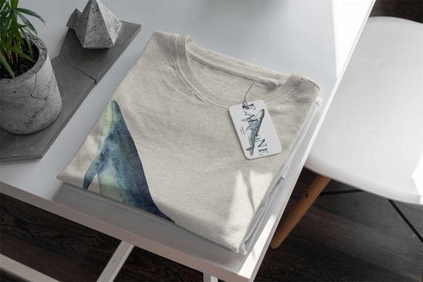 Paul Sinus Art Herren Shirt 100% gekämmte Bio-Baumwolle T-Shirt Wal Wasserfarben Motiv Nachhaltig Ökomode aus erne Vierteljährliche Förderung