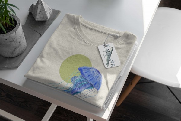 Paul Sinus Art Herren Shirt 100% gekämmte Bio-Baumwolle T-Shirt Qualle Wasserfarben Motiv Nachhaltig Ökomode aus e Bis zu 55% Rabatt