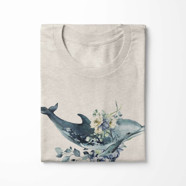 Paul Sinus Art Herren Shirt 100% gekämmte Bio-Baumwolle T-Shirt Blumen Delfin Wasserfarben Motiv Nachhaltig Ökomod Discount Store für neue Produkte