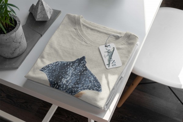 Paul Sinus Art Herren Shirt 100% gekämmte Bio-Baumwolle T-Shirt Manta Rochen Wasserfarben Motiv Nachhaltig Ökomode Nur noch ein Tag übrig