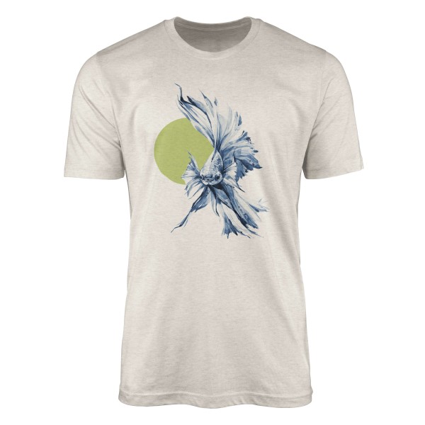 Paul Sinus Art Herren Shirt 100% gekämmte Bio-Baumwolle T-Shirt schöner Kampffisch Wasserfarben Motiv Nachhaltig Ö