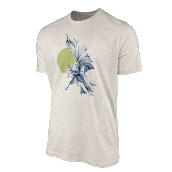 Paul Sinus Art Herren Shirt 100% gekämmte Bio-Baumwolle T-Shirt schöner Kampffisch Wasserfarben Motiv Nachhaltig Ö Super Rabatt