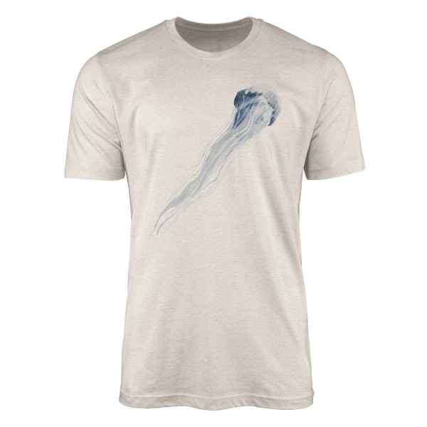 Paul Sinus Art Herren Shirt 100% gekämmte Bio-Baumwolle T-Shirt Qualle Wasserfarben Motiv Nachhaltig Ökomode aus e